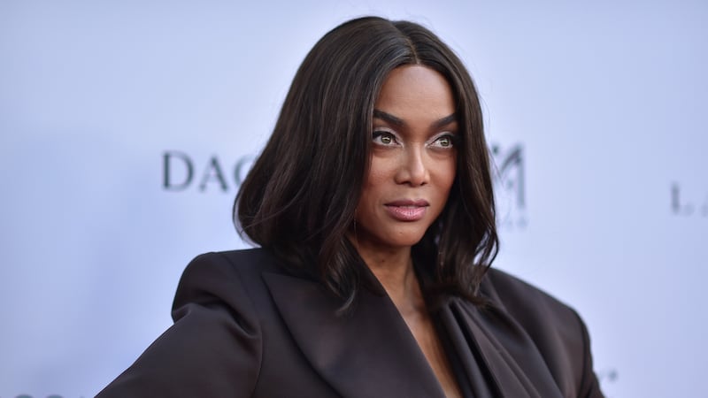FILE - Tyra Banks arrives at an event, April 24, 2025, in Beverly Hills, Calif.