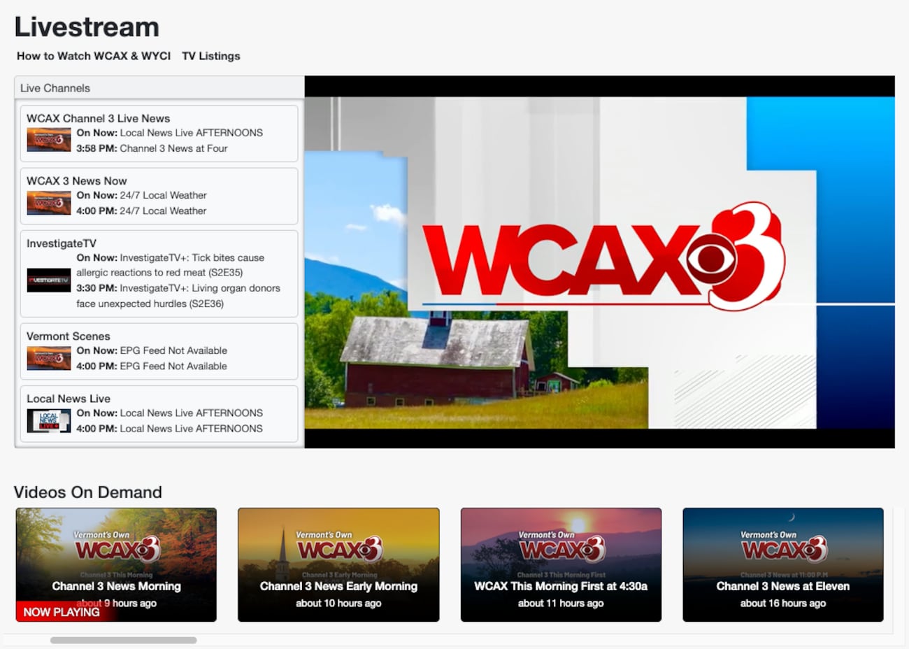 Wcxa How To Watch WCAX Channel 3 & WYCI