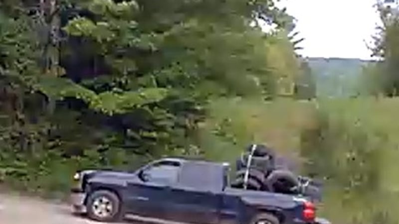 Police are searching for this truck carrying tires in an illegal dumping investigation