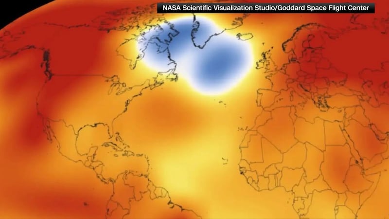 Scientists say a cold spot in the North Atlantic Ocean could be an indicator of pending...
