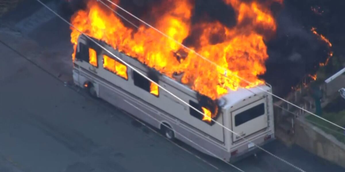 3 generations of family rushed to hospital after RV bursts into flames