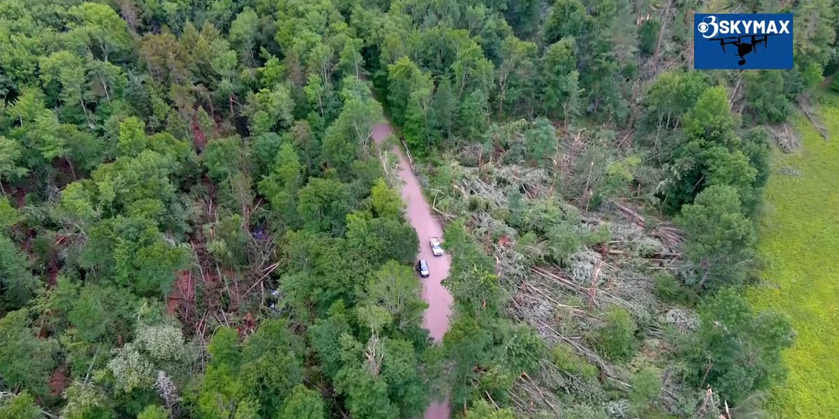 Lincoln tornado damage visible from above