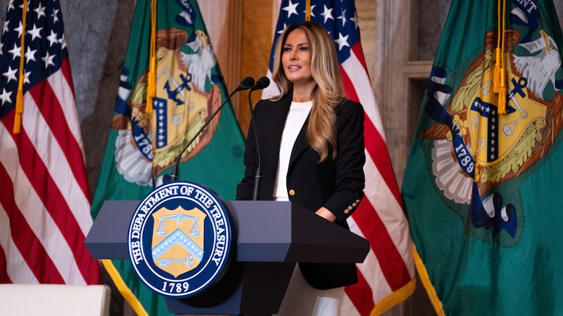 First lady Melania Trump speaks about Trump Accounts for children in foster care at the...