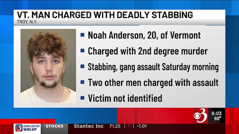 A Vermont man is accused of a deadly stabbing in Troy, New York.