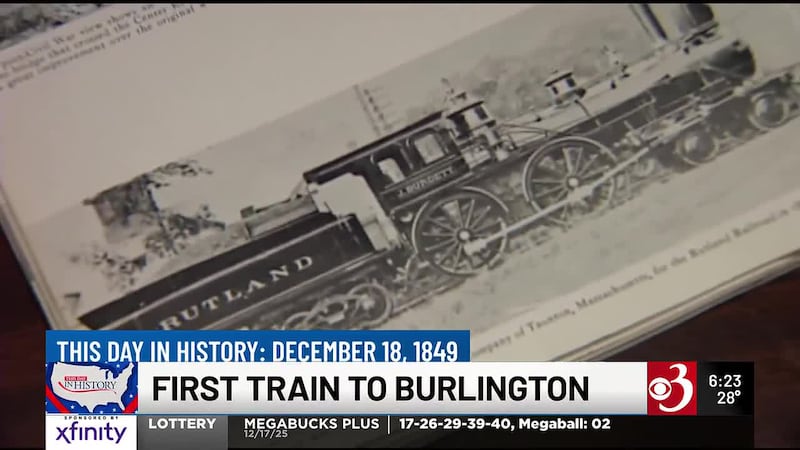 The first train arrived in Burlington on this day in history.